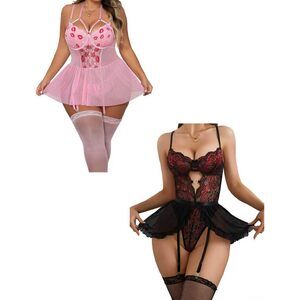 3525 Sexy Lingerie For Curvy Classic Plus Size Lace Lingerie Dress